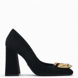 Zara Black Heels with Gold Detail